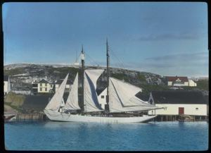 Image of The Bowdoin at the Dock in Battle Harbor, Labrador